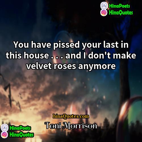 Toni Morrison Quotes | You have pissed your last in this